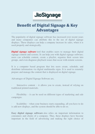 Benefit of Digital Signage & Key Advantages