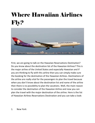 Where Hawaiian Airlines Fly