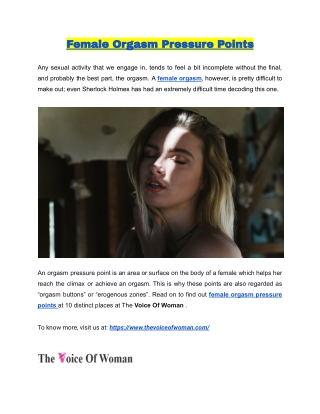 Female Orgasm Pressure Points
