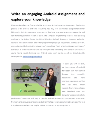 Write an engaging Android Assignment and explore your knowledge