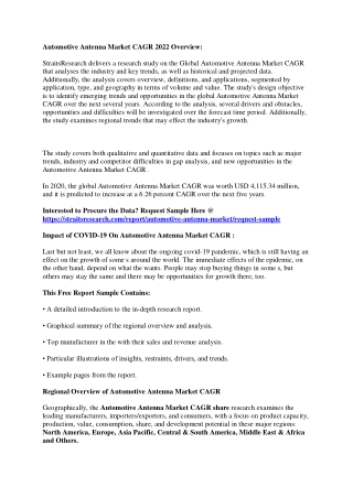 Advanced Report on Automotive Antenna Market CAGR 2022 Trend, Share