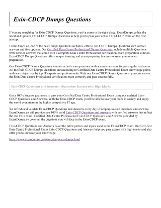 Exin-CDCP Dumps Questions