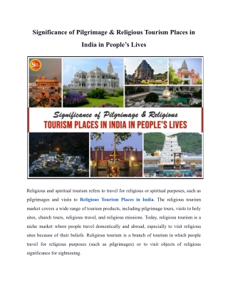 Significance of Pilgrimage & Religious Tourism Places in India in People’s Lives