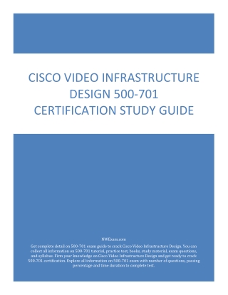 Cisco Video Infrastructure Design 500-701 Certification Study Guide