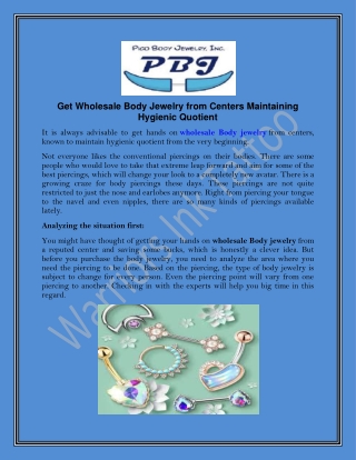 Get Wholesale Body Jewelry from Centers Maintaining Hygienic Quotient