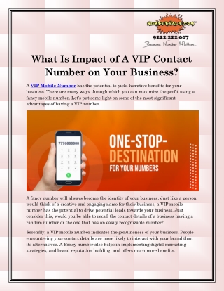 VIP Mobile Numbers