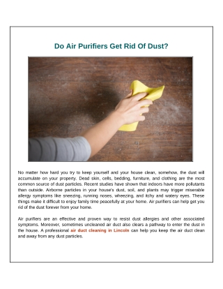 Does Air Purifier Help To Get Rid Of Dust?