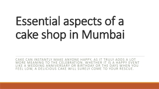 Essential aspects of a cake shop in Mumbai