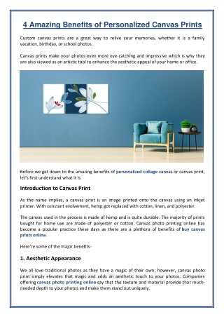 4 Amazing Benefits of Personalized Canvas Prints