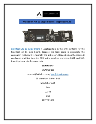 Macbook Air 11 Logic Board | Appleparts.io