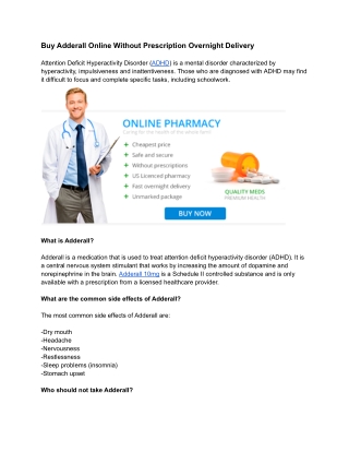 Buy Adderall Online Without Prescription Overnight Delivery