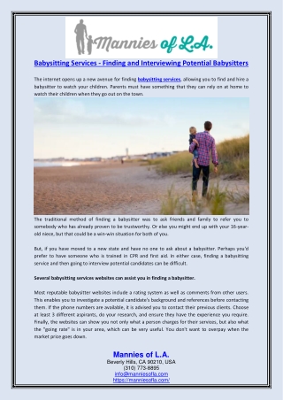 Babysitting Services - Finding and Interviewing Potential Babysitters