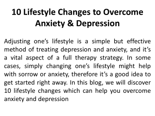 10 Lifestyle Changes to Overcome Anxiety & Depression