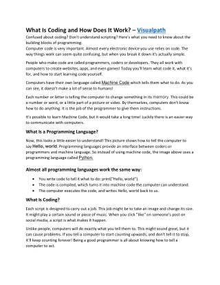 What Is Coding and How Does It Work? – Visualpath