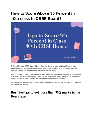 How to Score Above 95 Percent in 10th class in CBSE Board