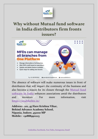 Why without Mutual fund software in India distributors firm fronts issues