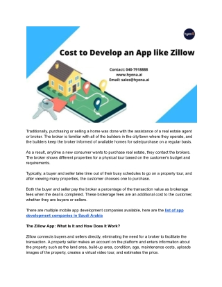 Cost to Develop an App like Zillow