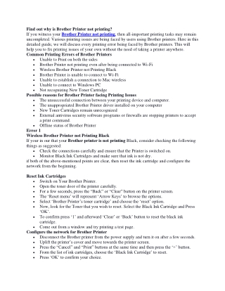 Find out why is Brother Printer not printing