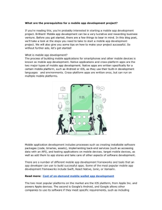 What are the prerequisites for a mobile app development project