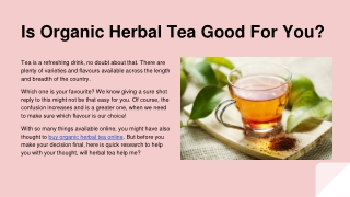 Is Organic Herbal Tea Good For You_