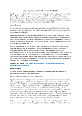 High-Temperature Adhesive Market Growth 2022, 2029
