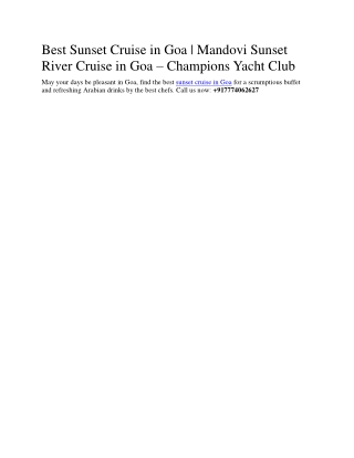 Best Sunset Cruise in Goa