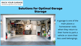 Solutions for Optimal Garage Storage