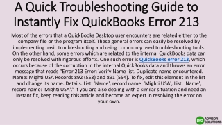 QuickBooks error 213 ppt