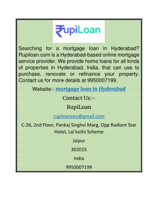 Affordable Mortgage Loans in Hyderabad
