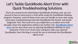 QuickBooks Abort error ppt