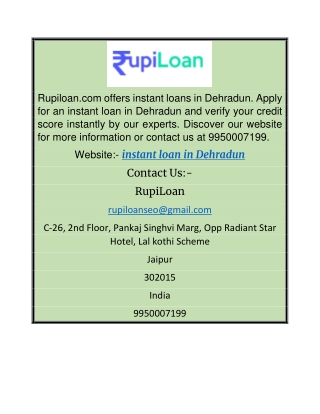 Apply Now for an Instant Loan in Dehradun