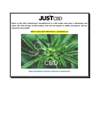 Where to Buy Cbd in Manchester  Justcbdstore.uk