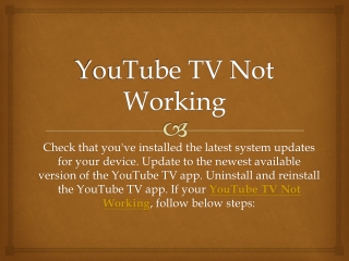 YouTube TV Not Working