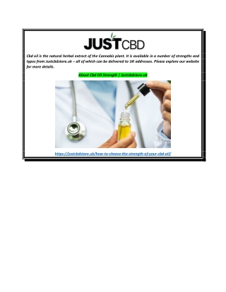 About Cbd Oil Strength  Justcbdstore.uk