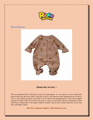 Baby Boy Jumpsuit Suppliers  Riocokidswear