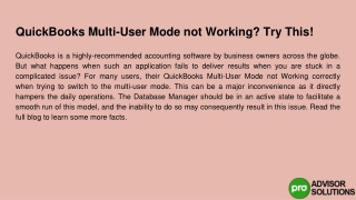 How about QuickBooks Multi-User Mode Not Working? Use it!