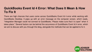 Let's Learn QuickBooks Event Id 4 Error What It Means and How to Fix It