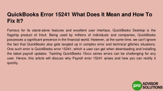 Let's find out what does QuickBooks error 15241 mean and how to fix it?