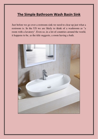 The Simple Bathroom Wash Basin Sink