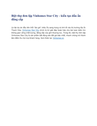 Biệt thự đơn lập Vinhomes Star City