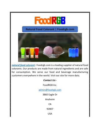 Natural Food Colorant | Foodrgb.com