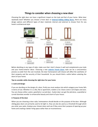 Things to consider when choosing a new door