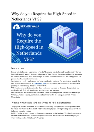 Why do you Require the High-Speed Netherlands VPS_