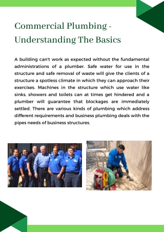 Commercial Plumbing - Understanding The Basics