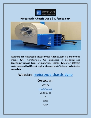 Motorcycle Chassis Dyno | A-fonica.com