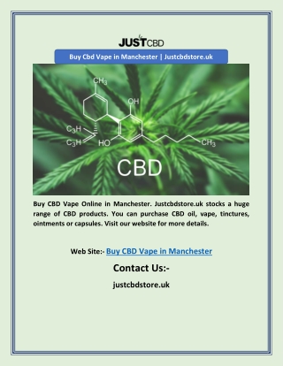 Buy Cbd Vape in Manchester | Justcbdstore.uk