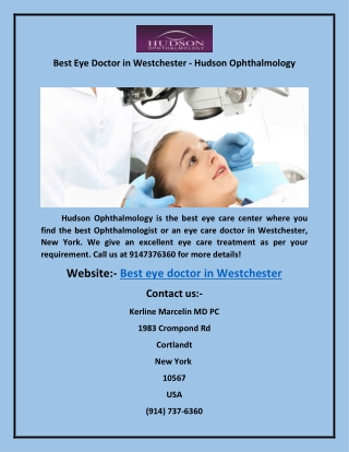 Best Eye Doctor in Westchester - Hudson Ophthalmology