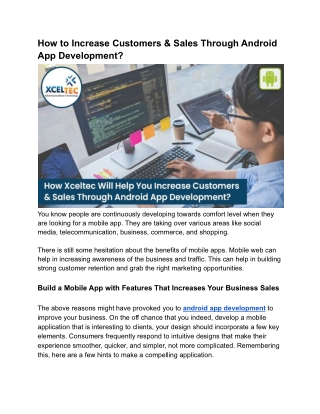 How to Increase Customers & Sales Through Android App Development