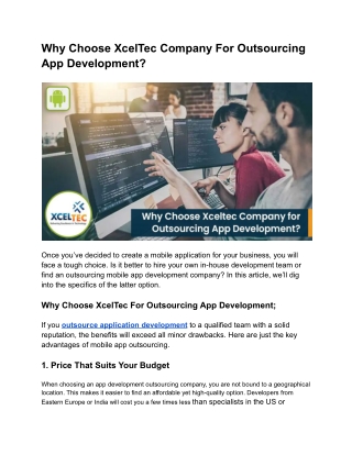 Why Choose XcelTec Company For Outsourcing App Development