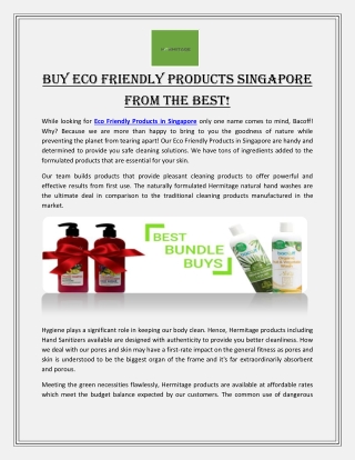 Buy Eco Friendly Products Singapore from the best